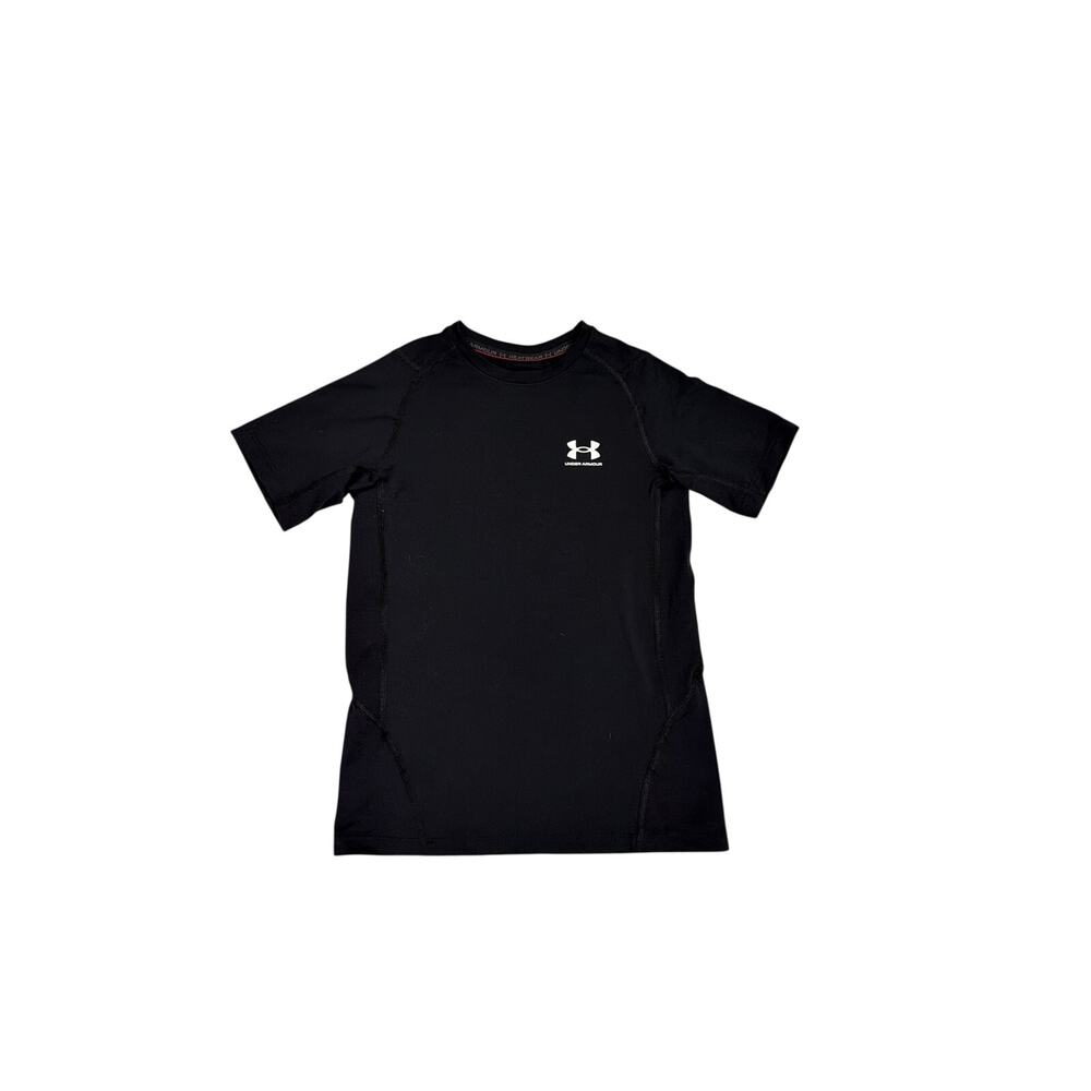 Under Armour HeatGear Fitted Dri Fit Athletic Black Shirt Youth Medium 10/12